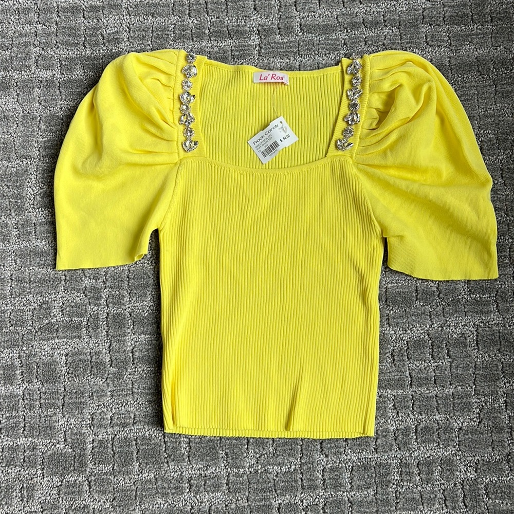 La’ Ros Frock Candy Yellow Jewel Top